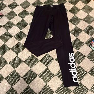 Adidas leggings words down leg